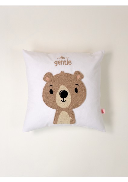 Galia Kids Ayı Figürlü Be Gentle Mottolu Hayvan Figürlü Punch Kırlent Yastık Kılıfı