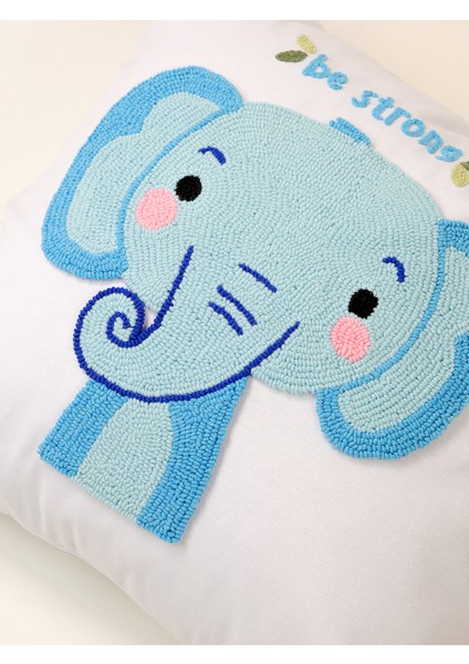 Galia Kids Fil Figürlü Be Strong Mottolu Hayvan Figürlü Punch Kırlent Yastık Kılıfı modelleri