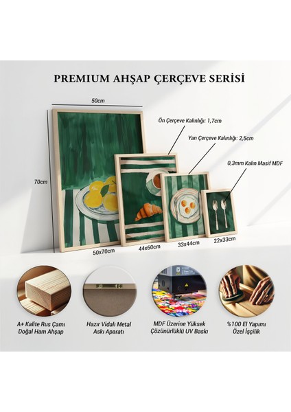 Renkli Meyve Baskısı Ahşap Çerçeveli Mutfak Duvar Tablosu modelleri