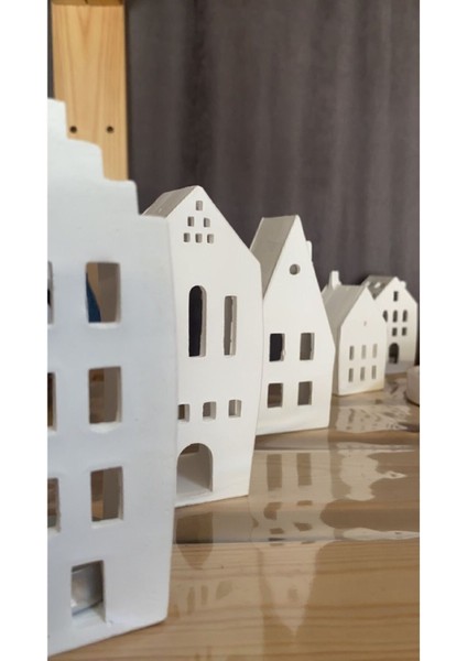 Beton Ev Mumluk (5’li) , Dekoratif Ev Mumluk, Tealight Mumluk, Beyaz modelleri