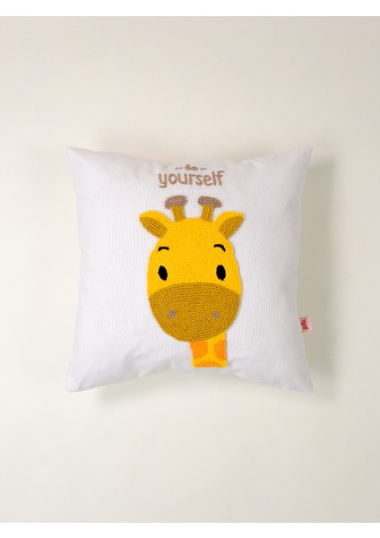 Galia Kids Zürafa Figürlü Be Yourself Mottolu Hayvan Figürlü Punch Kırlent Yastık Kılıfı