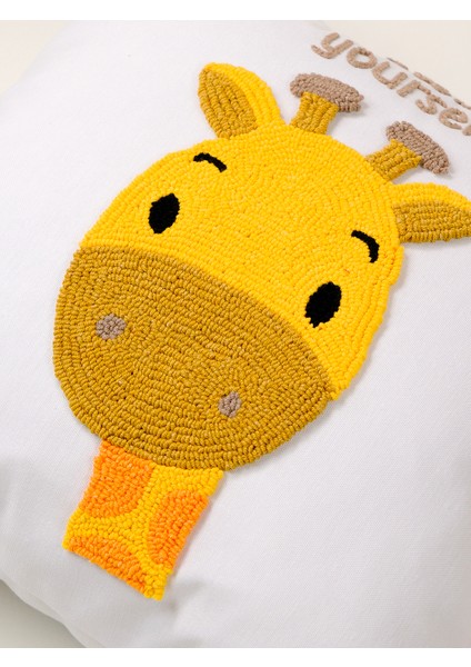 Galia Kids Zürafa Figürlü Be Yourself Mottolu Hayvan Figürlü Punch Kırlent Yastık Kılıfı modelleri