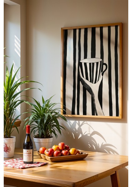 Kahve Mutfak Dekoru Ahşap Çerçeveli Mutfak Duvar Tablosu