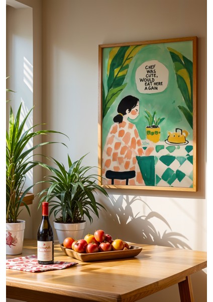 Mutfak Duvar Sanatı Ahşap Çerçeveli Mutfak Duvar Tablosu