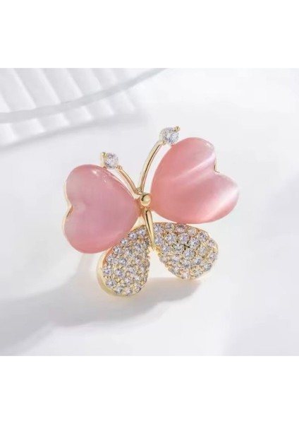 Minimal Romantik Toz Pembe Kelebek Broş