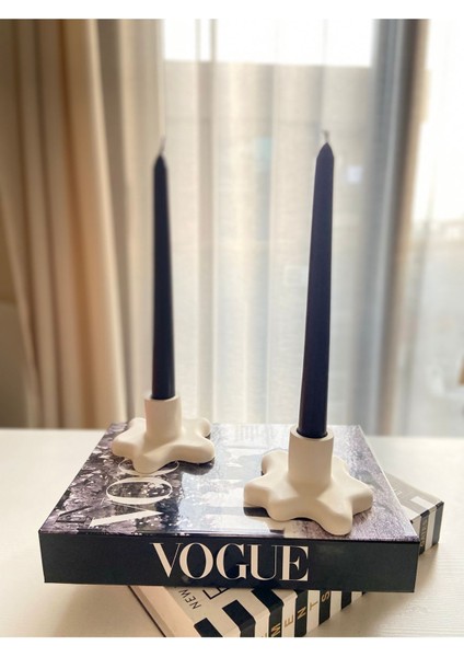 2’li Beyaz Beton Su Damlası Mumluk Şamdan