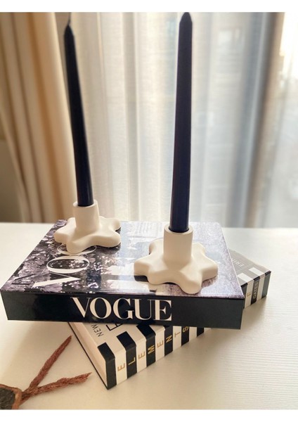 2’li Beyaz Beton Su Damlası Mumluk Şamdan modelleri