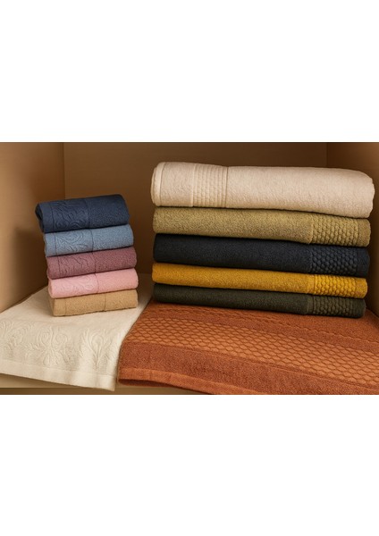 Julie 12 Parça %100 Pamuk Çeyizlik Mutfak ve Banyo Havlu Seti (2'li Set Halinde)