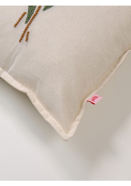 GOLDEN BLOOM - Çiçek Figürlü Punch Kırlent Kılıfı - Beyaz fırsatları