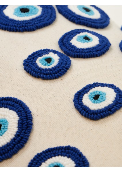 EVIL EYE - Mavi Nazar Boncukları Yıkanmış Keten Dikdörtgen Punch Kırlent Kılıfı indirimleri