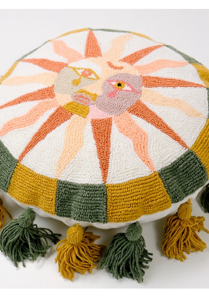 Özel Tasarım Mistik Güneş Ay Figürlü Punch Kırlent fırsatları