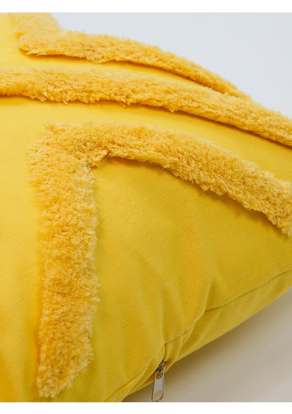 Tüylü Çizgili Punch Kırlent Kılıfı - Sarı fiyatları