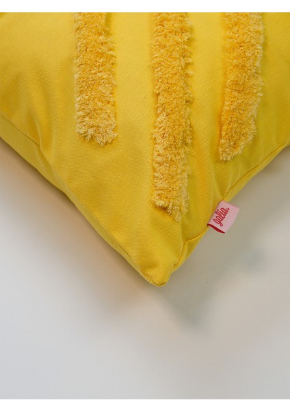 Tüylü Çizgili Punch Kırlent Kılıfı - Sarı modelleri