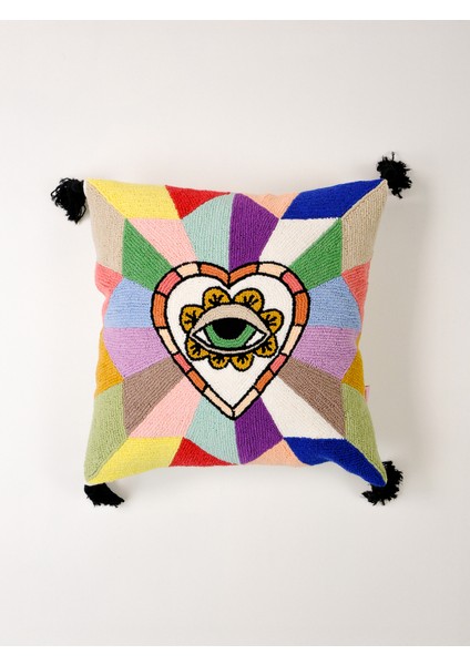 Özel Tasarım Piramit Göz Figürlü Punch Kırlent Kılıfı