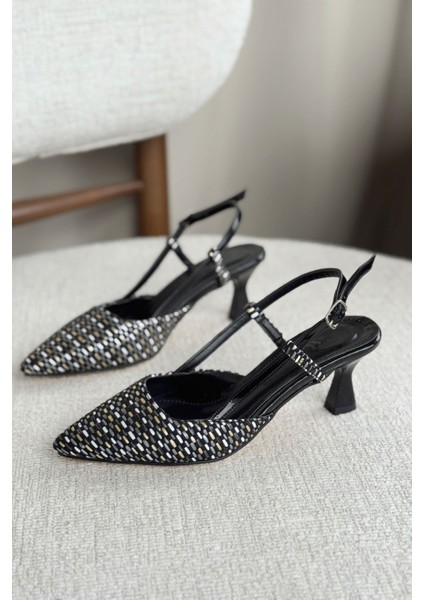 Kadın Erica Topuklu Ayakkabı - Hasır-Siyah