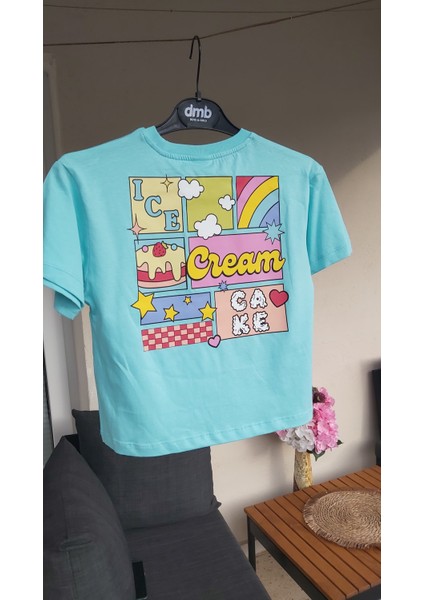 Kız Çocuk Baskılı Tişört (Mavi) fiyatları