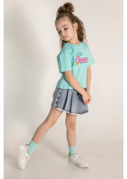 Kız Çocuk Baskılı Tişört (Mavi) modelleri
