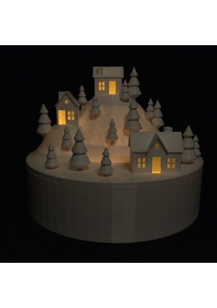 Minimalist Kış Köyü Yılbaşı Temalı Dekoratif Aydınlatma & Gece Lambası
