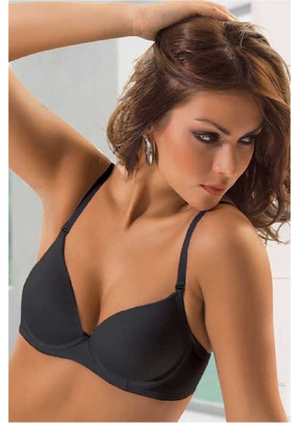 2'li Karışık Renk Paket Belle Basıc Kadın Dolgusuz Destekli Klasik Sütyen 7010 Siyah-Ten