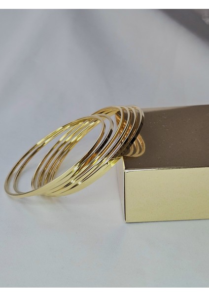 Ajda Bilezik Kibrit Çöpü Altın Renk Kararmaz Çelik Ajda Kadın Bilezik 3'lü Ajda Set