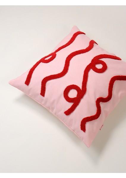 Electric Flow -Soyut Desen Punch Kırlent Kılıfı - Pembe/Kırmızı fiyatları