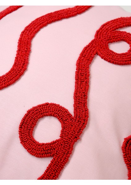 Electric Flow -Soyut Desen Punch Kırlent Kılıfı - Pembe/Kırmızı modelleri