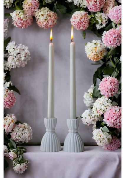 Dekoratif 2’li Şamdan Mumluk, Beyaz Mumluk, Tealight Mumluk, H%m Model Şamdan