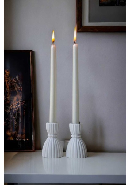 Dekoratif 2’li Şamdan Mumluk, Beyaz Mumluk, Tealight Mumluk, H%m Model Şamdan