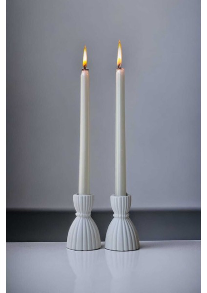 Dekoratif 2’li Şamdan Mumluk, Beyaz Mumluk, Tealight Mumluk, H%m Model Şamdan