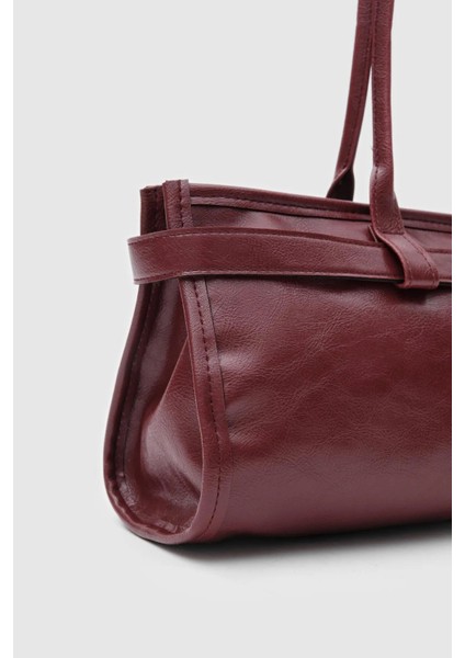 Vintage Bordo Suni Deri Baget Omuz Çanta modelleri