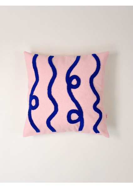 ELECTRIC FLOW - Punch Kırlent Kılıfı - Soyut Desen - Pembe/Saks