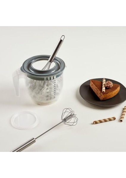 Home 2200 ml Kapaklı Mikser Kabı, Kaydırmaz Tabanlı ve Kulplu, Dayanıklı ve Çok Yönlü Mutfak Aleti Pp Plastik