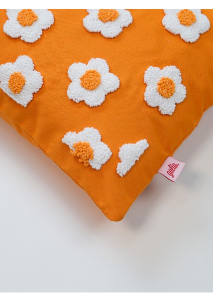 Papatya Dikdörtgen Punch Kırlent Kılıfı - Turuncu fırsatları