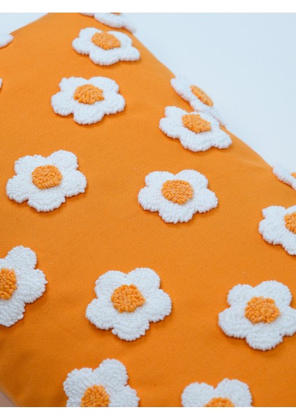 Papatya Dikdörtgen Punch Kırlent Kılıfı - Turuncu indirimleri