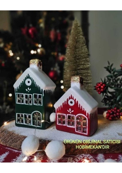 Ikili Yılbaşı Noel Ev Mumluk Biblo Obje