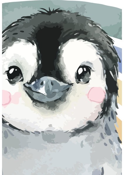 Gökkuşağı Suluboya Penguen Duvar Stickerı & Duvar Kağıdı Ev ve Çocuk Dekorasyonu
