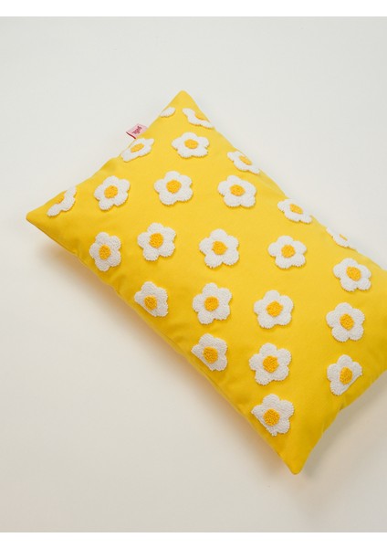 Papatya Dikdörtgen Punch Kırlent Kılıfı - Sarı modelleri