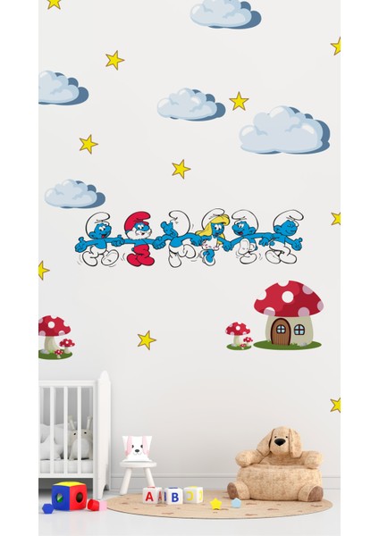 Şirinler Duvar Stickerı & Duvar Kağıdı Ev ve Çocuk Odası Dekorasyonu