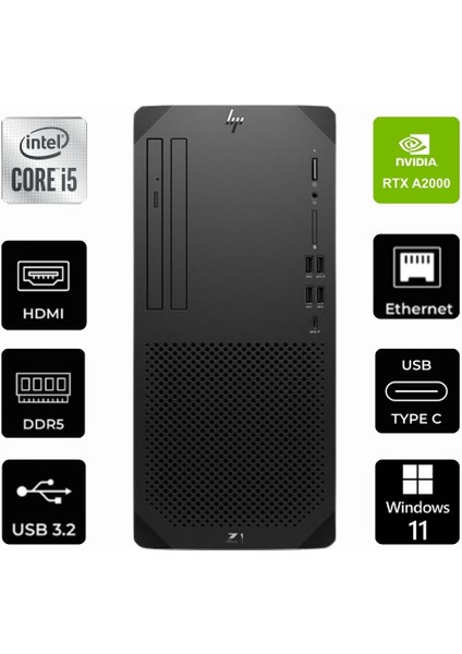 Z1 G9 Intel I5-14400F 8T2B2EA-063 32GB 2tb Rtx A2000 12GB Windows 11 Pro Masaüstü Iş Istasyonu