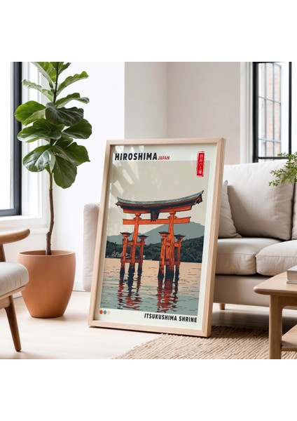 Yüzen Torii Kapısı Hiroshima Japandi Duvar sanatı Doğal Ahşap Çerçeveli tablo