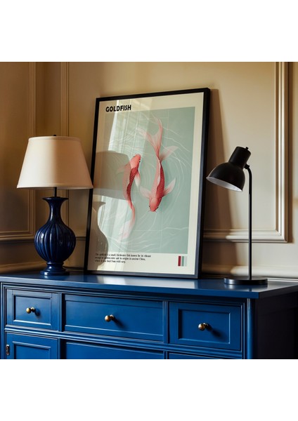 Altın Japon Koi Balıkları Doğal Ahşap Çerçeveli Duvar Tablosu fiyatları
