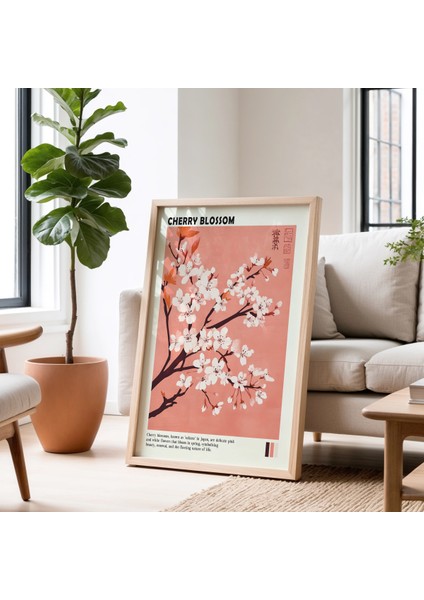 Kiraz Çiçeği Pembe Japon Duvar Sanatı Vintage Doğal Ahşap Çerçeveli tablo fiyatları