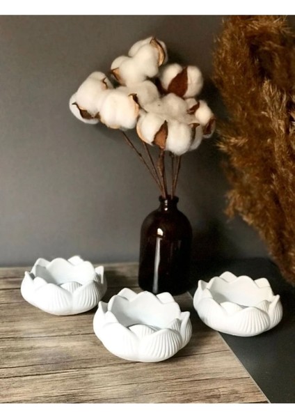 Lotus Çi?çeği? Dekorati?f Mumluk 3 Lü Set