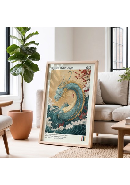 Japon Su Ejderhası Sanatı Doğal Ahşap Çerçeveli Duvar Tablosu fiyatları