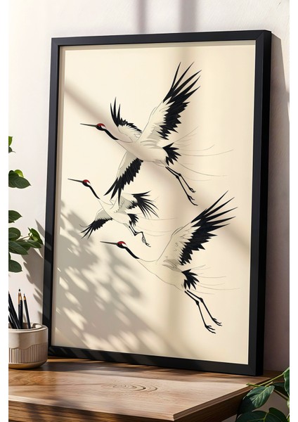 Minimalist ve Modern Çağdaş Sanatı Japandi Konsept Büyük Dalga doğal Ahşap Çerçeveli tablo