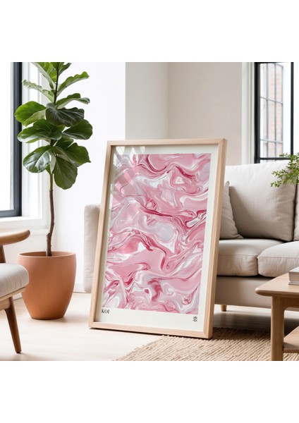 Pastel Pembe Tonlarda Soyut Dalga Desenli Japandi Ahşap Duvar Tablosu fiyatları