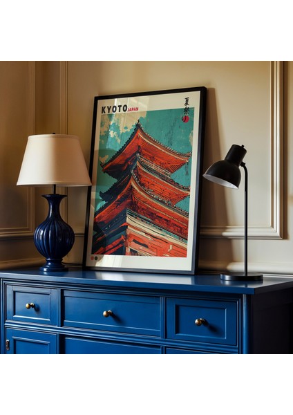 Kyoto Kiyomizu Tapınağı Japon Sanatı Doğal Ahşap Çerçeveli Duvar tablosu fiyatları