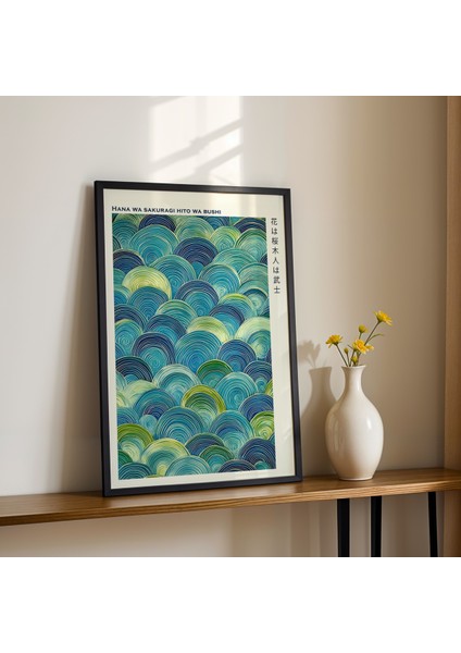 Doğanın Akışı Temalı Yeşil ve Mavi Ahşap Duvar Tablosu fiyatları