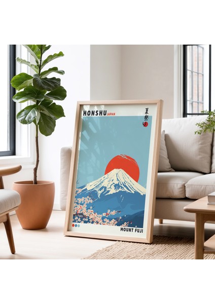 Honshu Adası Fuji Dağı Nisshoki Japon Vintage Doğal Ahşap Çerçeveli tablo fiyatları