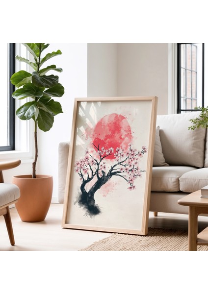Sakura Kiraz Çiçeği Japon Duvar Sanatı Vintage Doğal Ahşap Çerçeveli tablo fiyatları